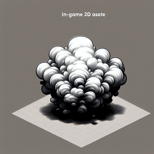 cloud of smoke.
Single Game Texture. In-Game asset. 2d. Blank background. High contrast. No shadows.