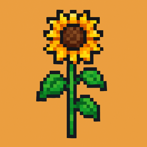 Tallo de girasol, pixelart.
In-Game asset.  2d.  High contrast.  No shadows