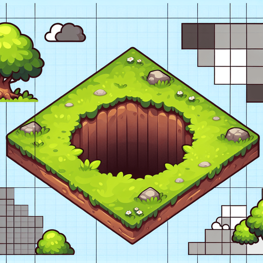hole in ground.
Single Game Texture. In-Game asset. 2d. Blank background. High contrast. No shadows.