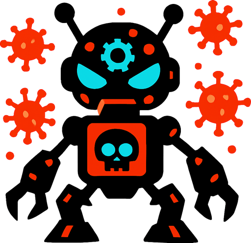 robot virüs.
In-Game asset.  2d.  High contrast.  No shadows