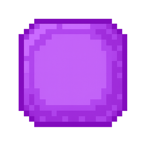 soft edge square, violet purple, pixel art. No background. Transparent background. Blank background. No shadows. 2d. In-Game asset. flat