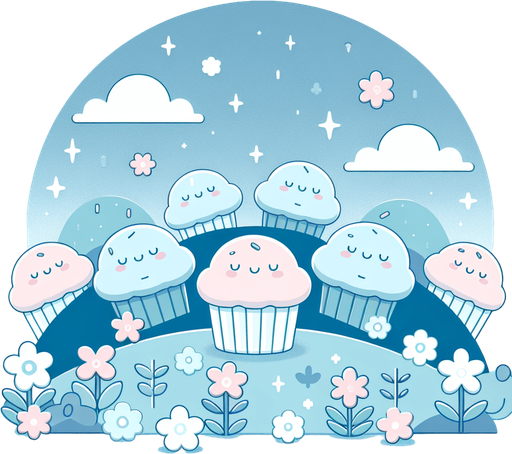 Simple and beautiful Muffin World..
2d background picture, simple, minimalistic, cute, Pastellfarben, blue