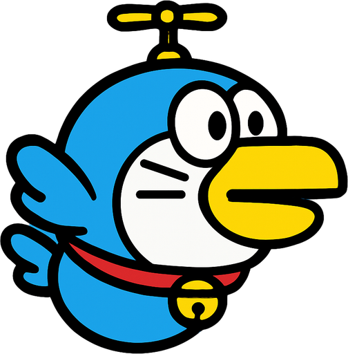 crate doraemon flapi bird.
In-Game asset.  2d.  High contrast.  No shadows
