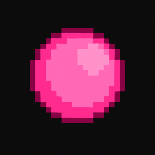 pixel art pink circle.
In-Game asset.  2d.  High contrast.  No shadows