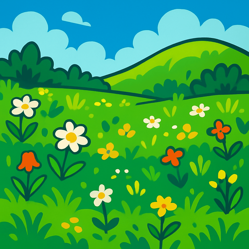 meadow.
In-Game asset.  2d.  High contrast.  No shadows