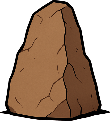 tall rock, brown, very solid, really thick black outline