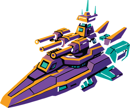 uzay savaş gemisi.
In-Game asset.  2d.  High contrast.  No shadows