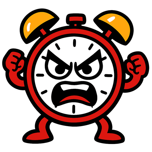 "alarm clock angry" veya “exam clock”.
In-Game asset.  2d.  High contrast.  No shadows