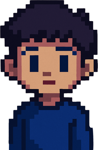 Niño pero de noche pixelart.
In-Game asset.  2d.  High contrast.  No shadows