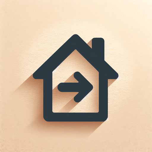Minimal icon of a home with direction icon pointing to the home.
sand background