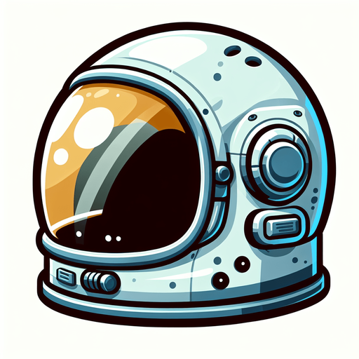 An astronauts helmet. Side profile. Cartoon..
Single Game Texture.  In-Game asset.  2d.  Blank background.  High contrast.  No shadows