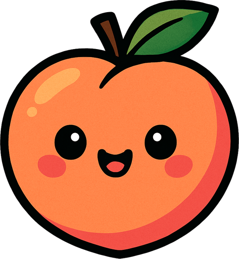 Peach with cute face.
In-Game asset.  2d.  High contrast.  No shadows