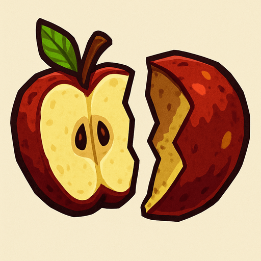 Fruit ninja eski elmalar.
In-Game asset.  2d.  High contrast.  No shadows