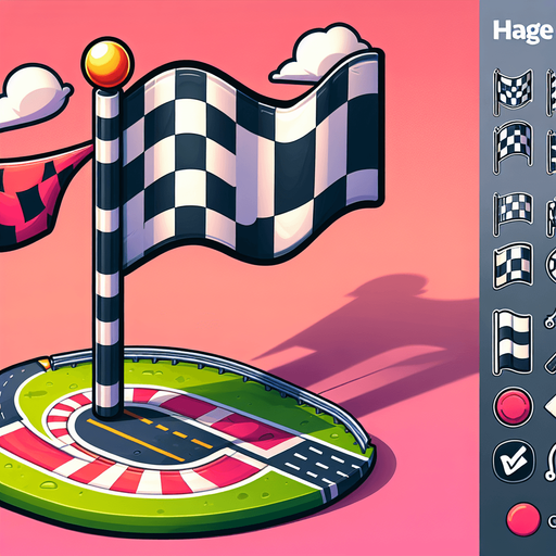 Racetrack start flag. Cartoon.
Single Game Texture.  In-Game asset.  2d.  Blank background.  High contrast.  No shadows
