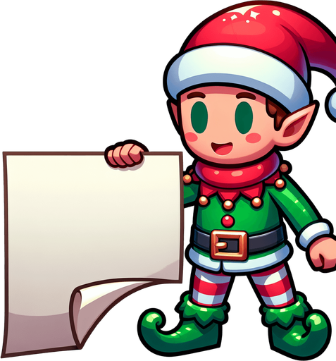 a simple elf christmas blank paper..
Single Game Texture. In-Game asset. 2d. Blank background. High contrast. No shadows.
