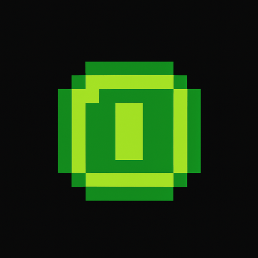 3x3 pixel green coin.
In-Game asset.  2d.  High contrast.  No shadows. retro arcade. Pixel art