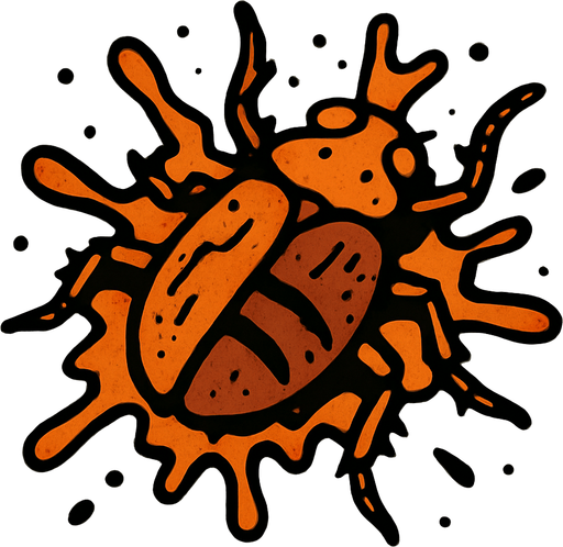 ezilmiş bir böcek.
In-Game asset.  2d.  High contrast.  No shadows