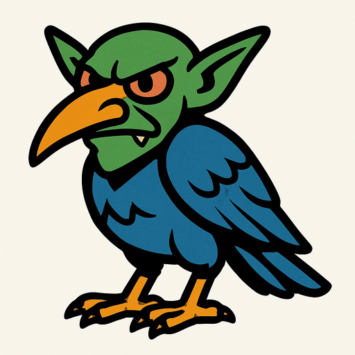 2d bird goblin.
In-Game asset.  2d.  High contrast.  No shadows