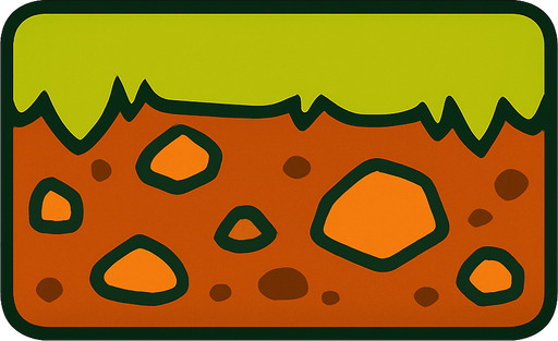 a rectangle with a ground color and form.
In-Game asset.  2d.  High contrast.  No shadows