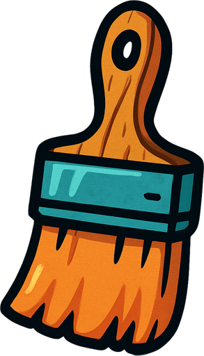 Paint brush.
In-Game asset.  2d.  High contrast.  No shadows