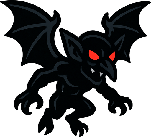 uçan karanlık goblin.
In-Game asset.  2d.  High contrast.  No shadows