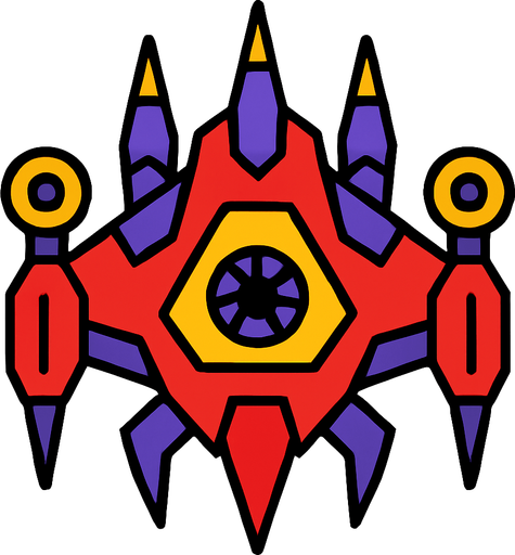 spaceship enemy. In-Game asset. 2d. High contrast. No shadows.
In-Game asset.  2d.  High contrast.  No shadows