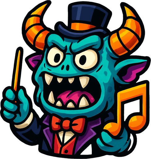 Music maestro monster head . 3d..
In-Game asset.  High contrast.  No shadows