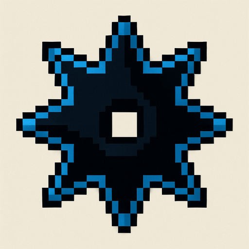 pixel shuriken but 8 edges.
In-Game asset.  2d.  High contrast.  No shadows