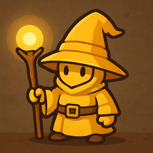 2d in game asset light (yellow) wizard.