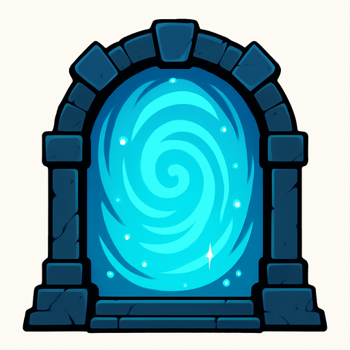 big portal magical door.
In-Game asset.  2d.  High contrast.  No shadows