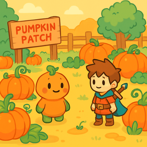 friendly pumkin patch. rpg. 2d. no shadows.