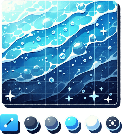 Water.
Single Game Texture.  In-Game asset.  2d.  Blank background.  High contrast.  No shadows