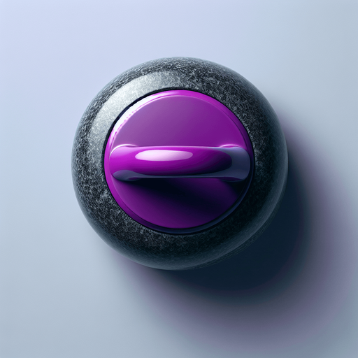 Black curlingstone with purple top, top view.