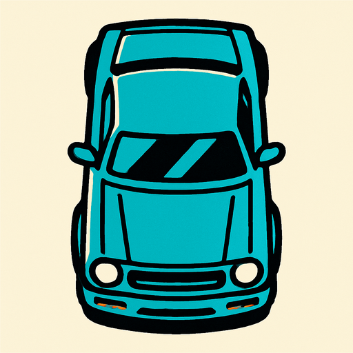 Car, but vantage point from above.
In-Game asset.  2d.  High contrast.  No shadows