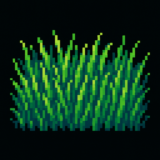 césped de pixeles.
In-Game asset.  2d.  High contrast.  No shadows