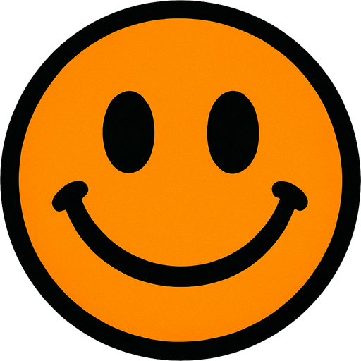 Orange smiley ball.
In-Game asset.  2d.  High contrast.  No shadows