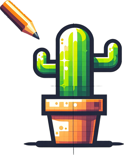 a potted cactus.
Single Game Texture. In-Game asset. 2d. Blank background. High contrast. No shadows.