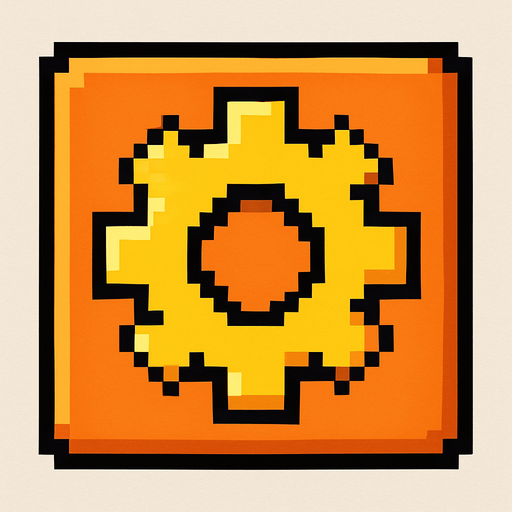 Una tuerca pixelar como boton.
In-Game asset.  2d.  High contrast.  No shadows