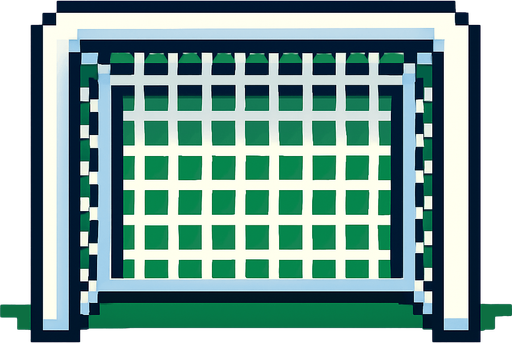 pixelart soccer goal.
In-Game asset.  2d.  High contrast.  No shadows