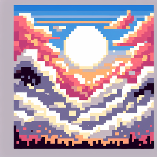 clouds pixelated.
Single Game Texture. In-Game asset. 2d. Blank background. High contrast. No shadows.