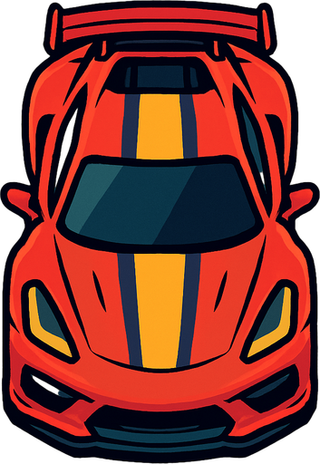Vertical sports car.
In-Game asset.  2d.  High contrast.  No shadows