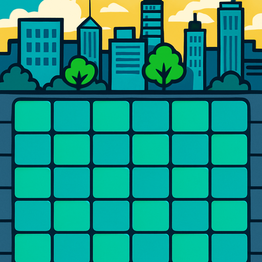 Tower defence grid background like plants vs zombies with a city theme.
In-Game asset.  2d.  High contrast.  No shadows