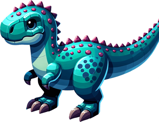 Dinosaur.
Single Game Texture.  In-Game asset.  2d.  Blank background.  High contrast.  No shadows