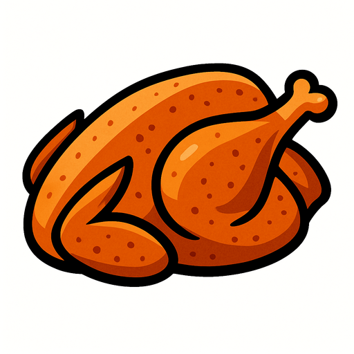 pişmiş tavuk.
In-Game asset.  2d.  High contrast.  No shadows