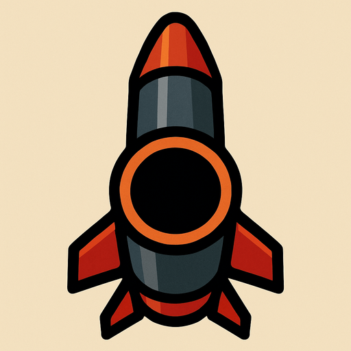 roket namlusu kuş bakışı ,üstten görünüm..
In-Game asset.  2d.  High contrast.  No shadows