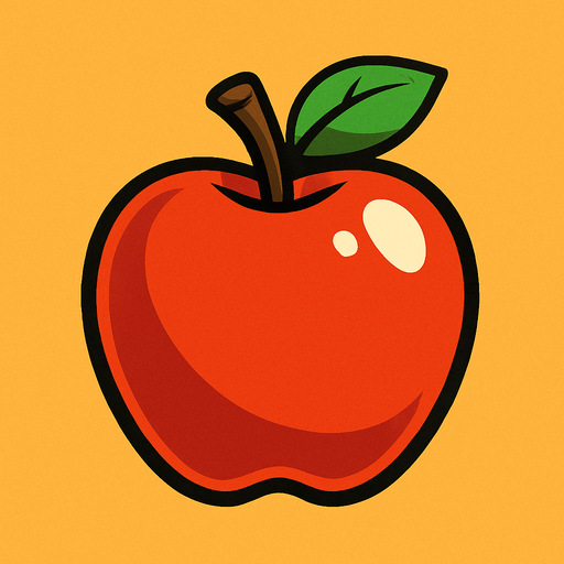 animasyon tarzı bir elma çiz.
In-Game asset.  2d.  High contrast.  No shadows