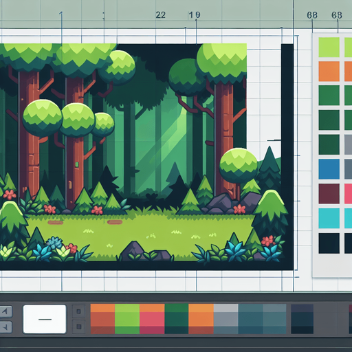 Orman vektör tarzda.
Single Game Texture.  In-Game asset.  2d.  Blank background.  High contrast.  No shadows