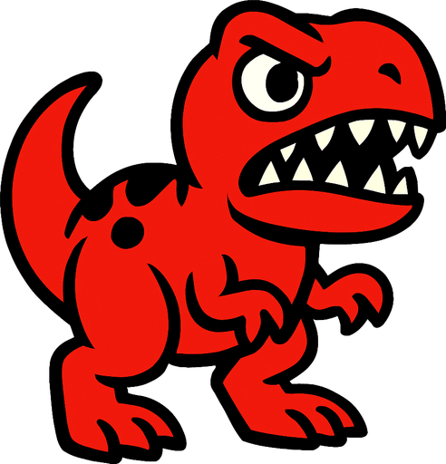 sevimli bir dinazor olsun ancak açık kırmızı ve dişleri olan azcık da kızgın olsun.
High contrast.  No shadows