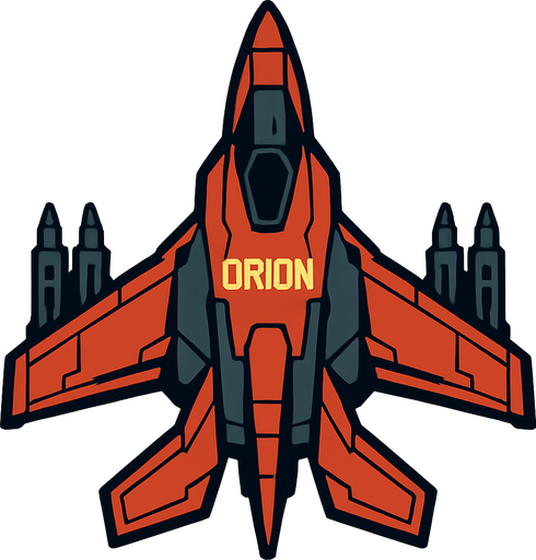 A Orion fighter UAV..
In-Game asset.  2d.  High contrast.  No shadows. Top down view
