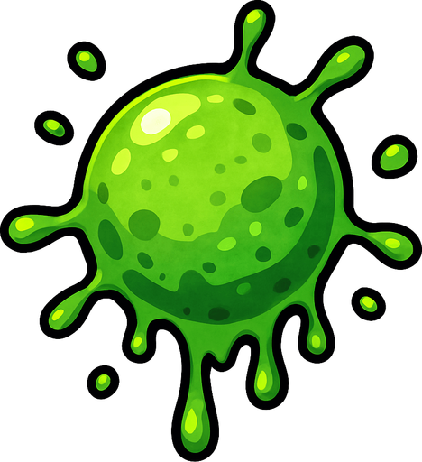 Yesil top halinde tukuruk.
In-Game asset.  2d.  High contrast.  No shadows